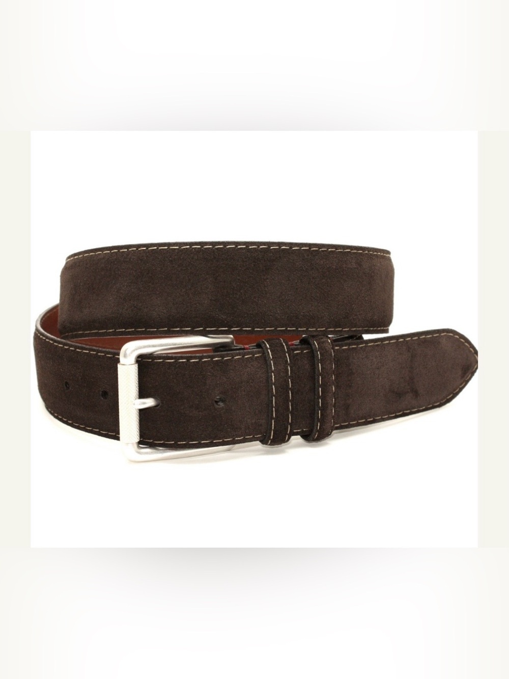 Torino Leather - European Sueded Calfskin Belt - Brown. Size 42. 54011